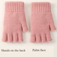 thumbnail image 3 of RUISINERY Half Finger Screentouch Gloves with Thicken Fleece Liner Soft Warm Knitted Short Gloves for Students Winter Everyday Use, 3 of 7