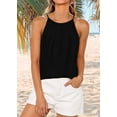 thumbnail image 4 of Womens Pleated Tank Tops Spaghetti Strap Camisole Halter Tops Curved Hem Fashion 2025 Black XL, 4 of 7