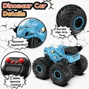 BEEPRINCESS Remote Control Car, 2.4GHz Monster Trucks for Boys Girls with Light, Sound & Spray, Dinosaur Toys Gift for Kids 3 4 5 6 7 8, All Terrain RC Cars for Toddlers with 2 Batteries, Green