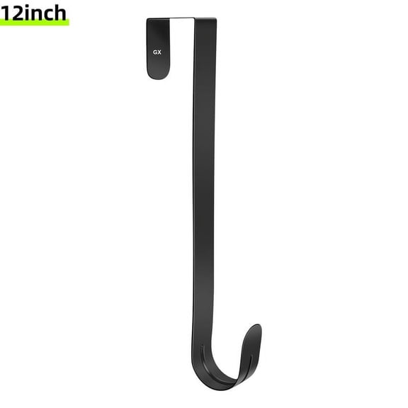 12" Wreath Hanger Over The Door - Large Wreath Metal Hook for Christmas Wreath Front Door Hanger,Door Hooks for Hanging,Ornament Hooks,Black