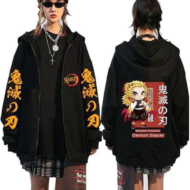Kamado Nezuko Veste à Capuchon Tanjiro Chandail à Fermeture Éclair Anime Nezuko Cosplay Kamado Tanjirou Veste Fantaisie à Fermeture Éclair Unisexe