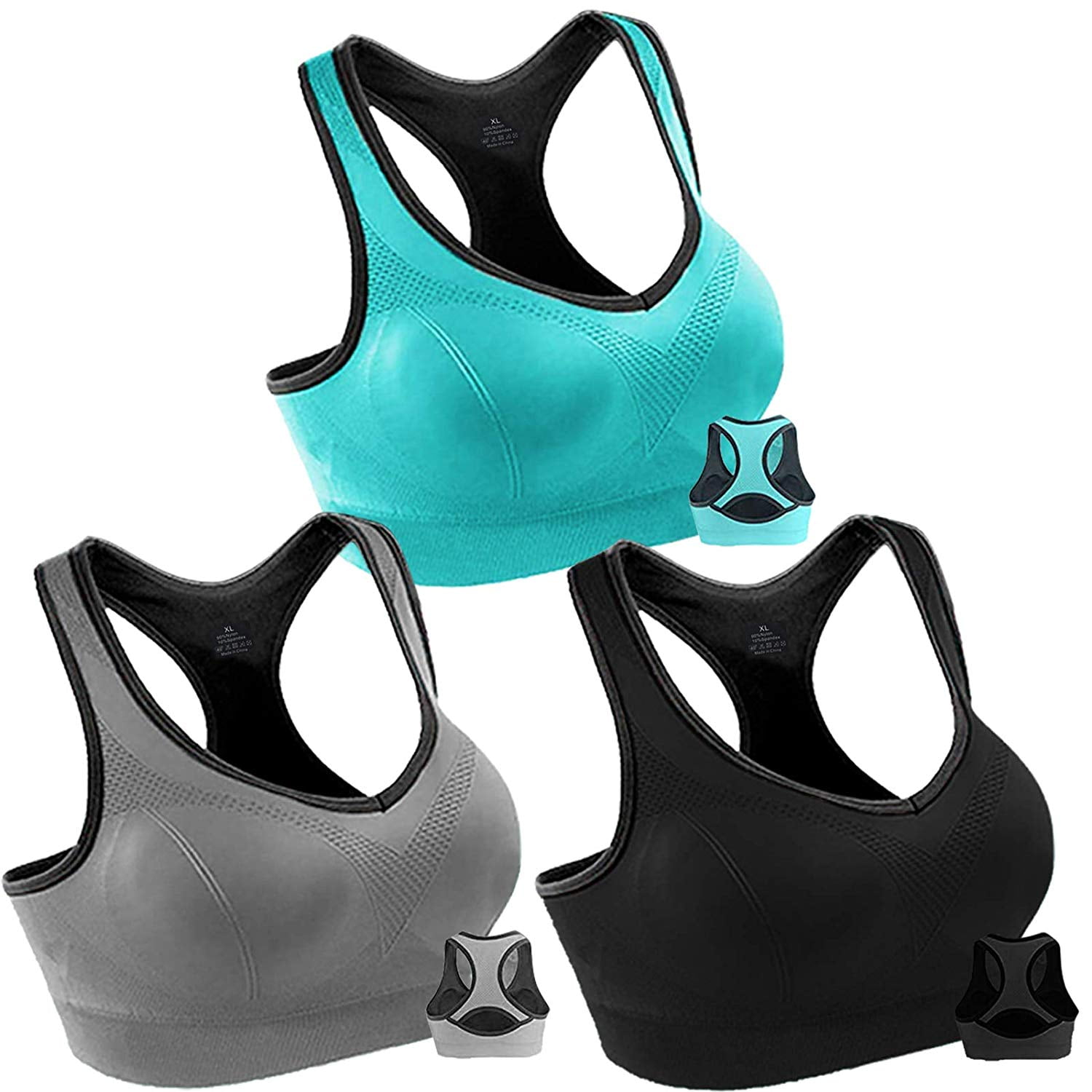 3 Pack Women Racerback Sports Bras High Impact Workout Yoga Gym Activewear Fitness  Bra - XXL - Walmart.com