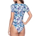 thumbnail image 3 of Uemuo Icy Blue Snowflakes Pattern Women's One Piece Short Sleeve Swimsuit Rash Guard Surfing Modest Quick-drying Swimsuit Beach Essentials-, 3 of 9