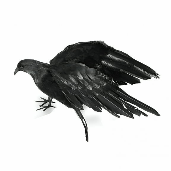 BESTSKY Halloween Crow Realistic Artificial 12 Black Feathered Raven Craft Prop Decor