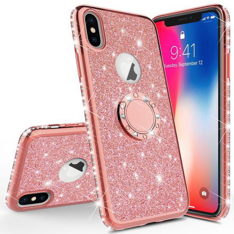 Glitter Cute Phone Case Girls Kickstand Compatible for Apple iPhone X – SPY  Phone Cases and accessories