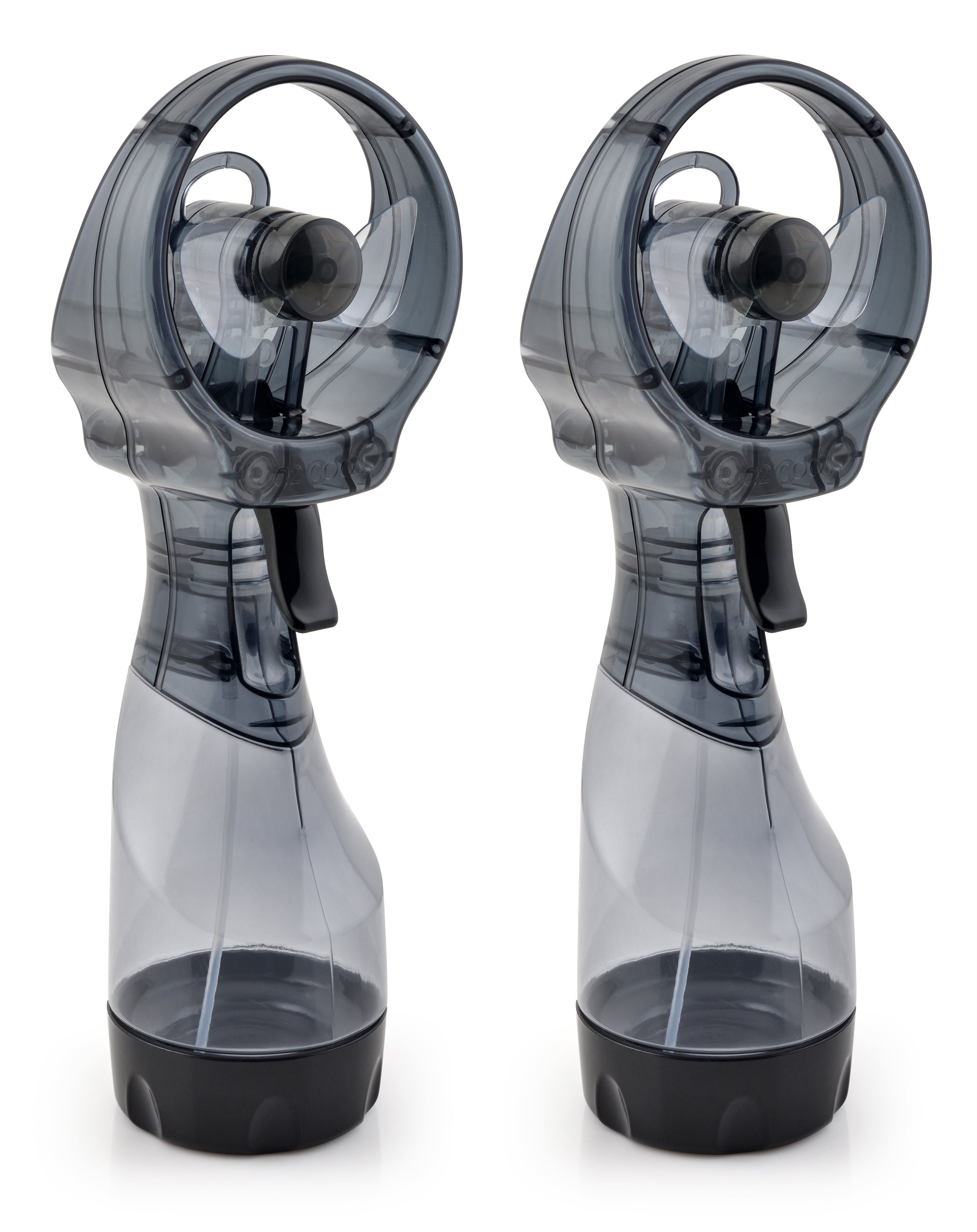 O2COOL 3.5 inch Battery Powered Misting Fan for Personal Cooling, Gray, 2 Pack