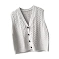 thumbnail image 3 of Chaleco de punto, ropa deportiva ligera y moderna, camisetas sin mangas, suéter de estilo vintage para mujer Longitud 53cm, 3 of 8