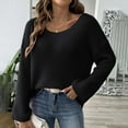thumbnail image 2 of Ashirexll Sweaters for Women Trendy, Pullover Sweaters for Women, Womens Minimalist Flared Sleeve Round Neck Pullover Knit Sweater Loose Fitting, 2 of 4