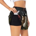 thumbnail image 1 of Balery Two Bottles Of Red And White Wine Pantalones cortos deportivos para mujer con forro y dos bolsillos, elásticos, para entrenamiento, gimnasio, yoga-Small, 1 of 7