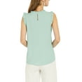 thumbnail image 4 of MODA NOVA Juniors Ruffled Mandarin Collar Sleeveless Pleated Work Blouse, 4 of 7