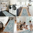 thumbnail image 6 of Findosom 2'x8' Vintage Boho Runner Rug Washable Non-slip Area Rug,Hallway Indoor Farmhouse Bedroom Kitchen Living Room Non Shedding Runner, Contemporary Low Plie Floor Carpet Doormat,Teal, 6 of 8