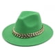 thumbnail image 1 of Qarigey Sombreros Fedora Unisex de ala ancha collar de oro gorra de lana Color sólido elegante sombrero de lujo sombrero flexible mujeres boda Sombreros Verde, 1 of 6