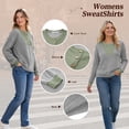 thumbnail image 3 of TEMOFON Sweatshirts for Women Fall clothes Loose V Neck Colorblock Long Sleeve Shirts for Winter Tops Trendy Sweat Shirts Light Grey L, 3 of 9