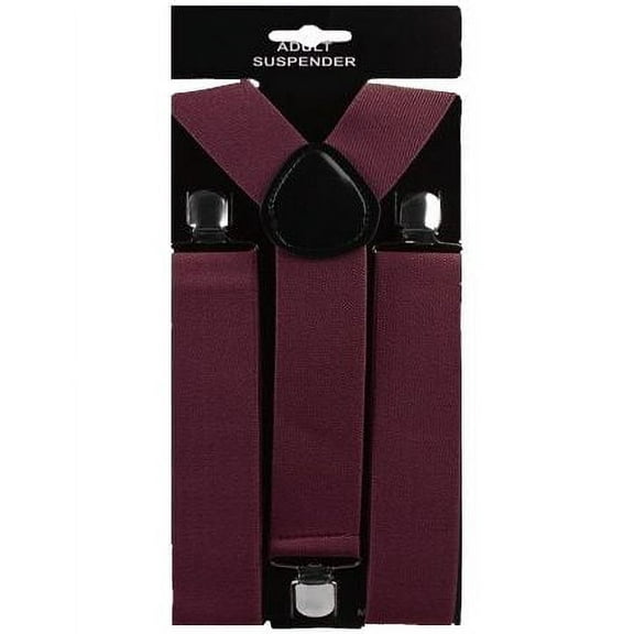 Adult Wide Suspenders Burgundy 1.5 Inches, Adjustable, Wedding, Prom, Party 1.5 Inch