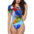 thumbnail image 1 of Rocae Mario pour une Pièce Col Rond Manches Courtes Justaucorps pour Femmes Justaucorps Basique Décontracté Combinaison Quotidienne T-Shirts-Grand, 1 of 7