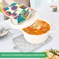 thumbnail image 3 of Yayeee Pot Holders Kitchen Heat Resistant with Pocket 7"x9.8" Cotton Oven Cooking Hot Pads, Purple Geometric, 3 of 7
