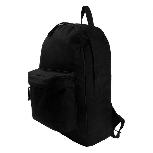 K-Cliffs Classic Backpack 18" Simple Student School Bookbag Basic Travel Daypack with Curved Shoulder Straps Black
