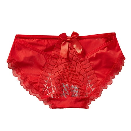 

3PCK Womens Panties Red Lace Breathable Lace Hollow Out And Raise The Pure Womens Underwear