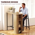 thumbnail image 4 of Nordic Tambour Bar Height Table with 3 Side Storage Shelves, Natural Wood MDF & Metal Frame Rectangular Breakfast Bar for Kitchen, Dining Room, Coffee Corner, 44.1"W x 41.7"H, 4 of 7