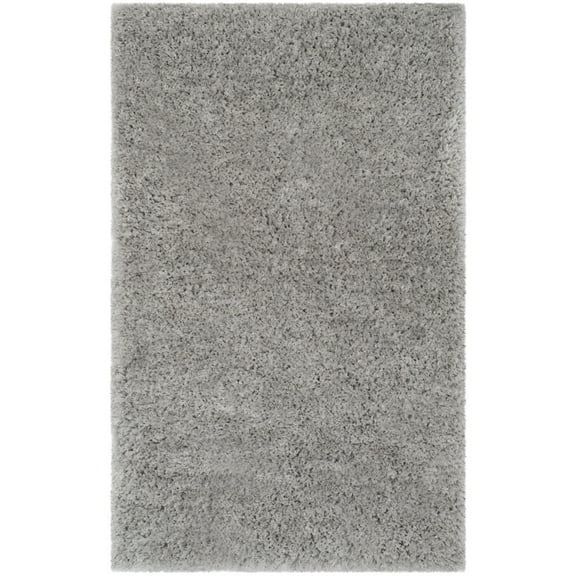 SAFAVIEH Supreme Charlton Solid Plush Polyester Shag Area Rug, Silver, 3' x 5'