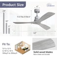 thumbnail image 6 of Sofucor 52 Inch Ceiling Fan No Light - Modern Solid Wood Ceiling Fan with Remote, 5000CFM High Airflow, Quiet DC Motor, 3 Rods & 6 Speeds, Timer & Reversible for Bedroom Living Room, ETL, Grey, 6 of 19