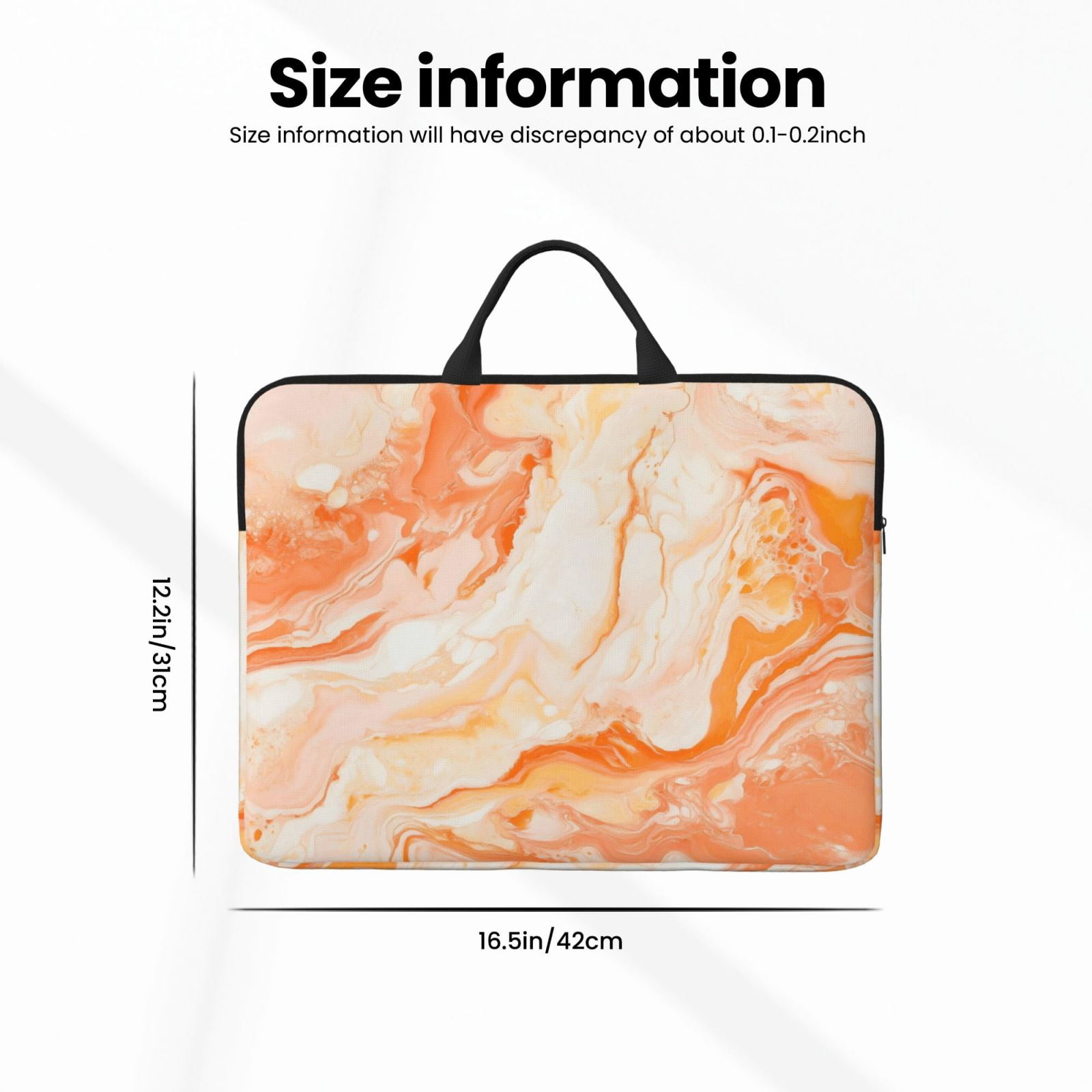 Laptop Sleeve Bag For Women Men 14inch Waterproof Durable Protective Computer Carrying Cover Handle Laptop Case Bag Peachpuff Marble_1