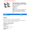 thumbnail image 2 of Rear Brake Pad Set - Compatible with 2006 - 2007 BMW 530xi 3.0L 6-Cylinder, 2 of 2