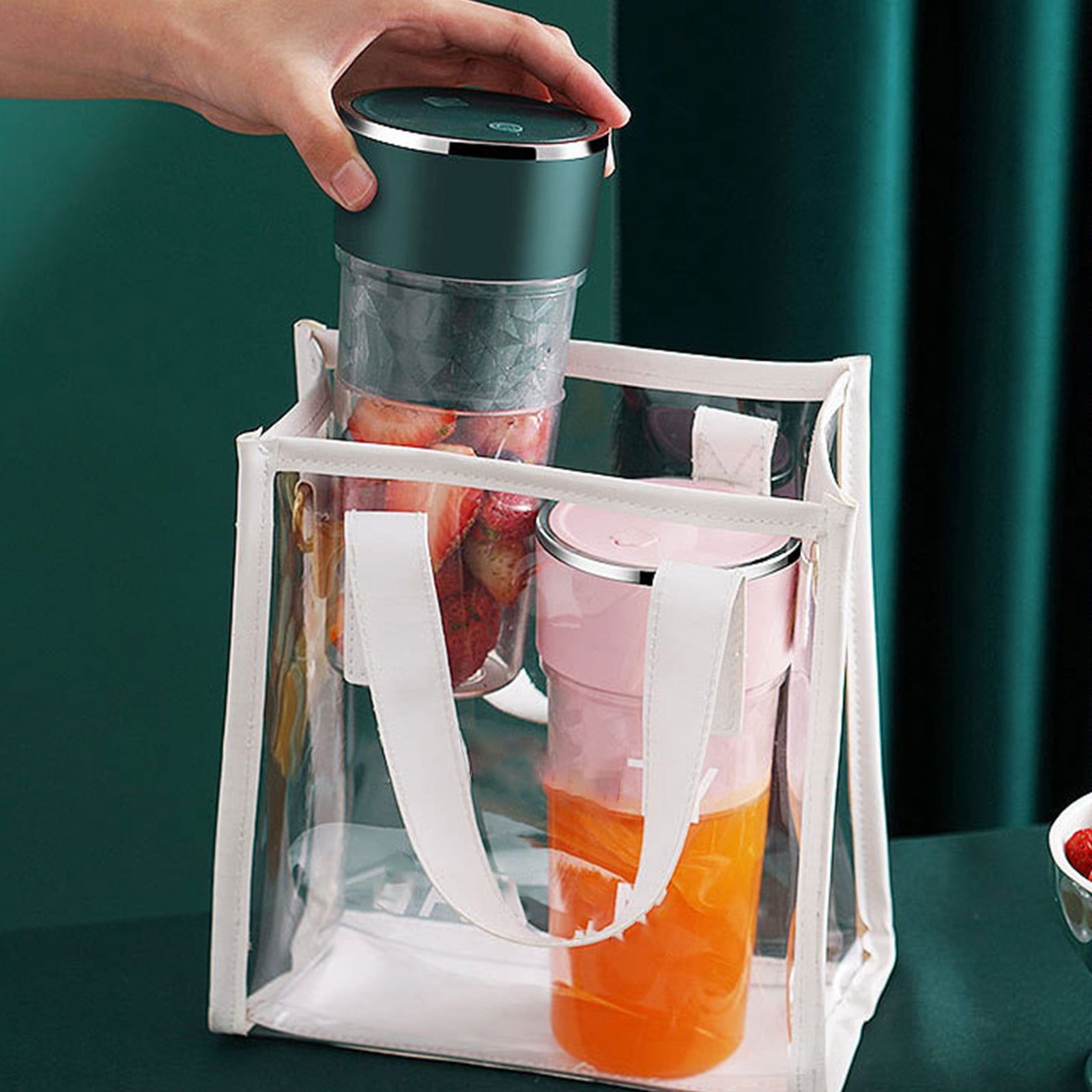 Portable Blender, USB Rechargeable Juicer, Handheld Fruit Mixer, Mini Smoothie Maker for Sports and Travel, Easy to Clean Personal Blender with 4 Blades