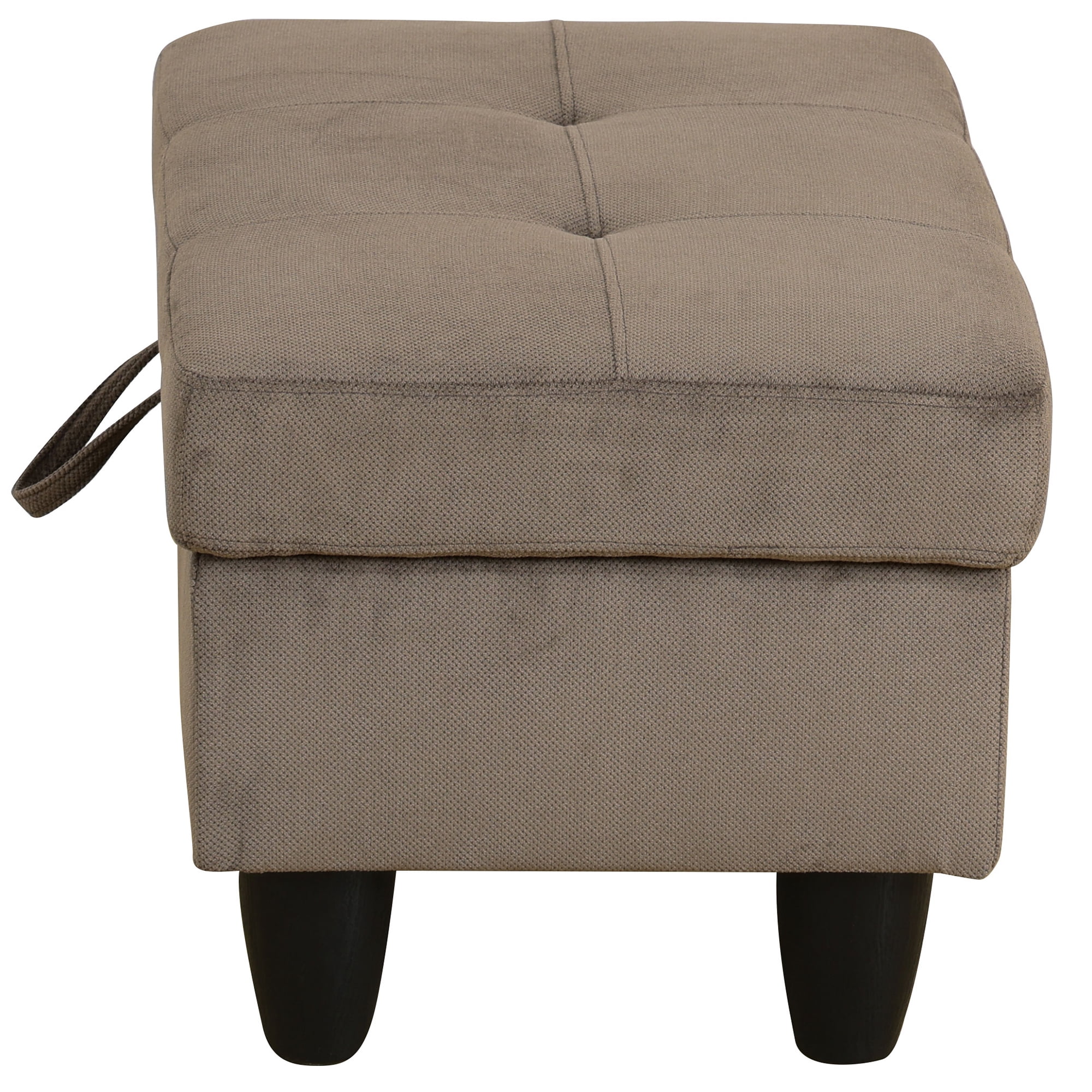 WRTEYEUI Ottoman Rectangular Storage Ottoman Bench, Flannel Footrest Stool Footstool with Lid for Living Room, Bedroom, Entryway, Brown, 28.5"x19"x17.5"