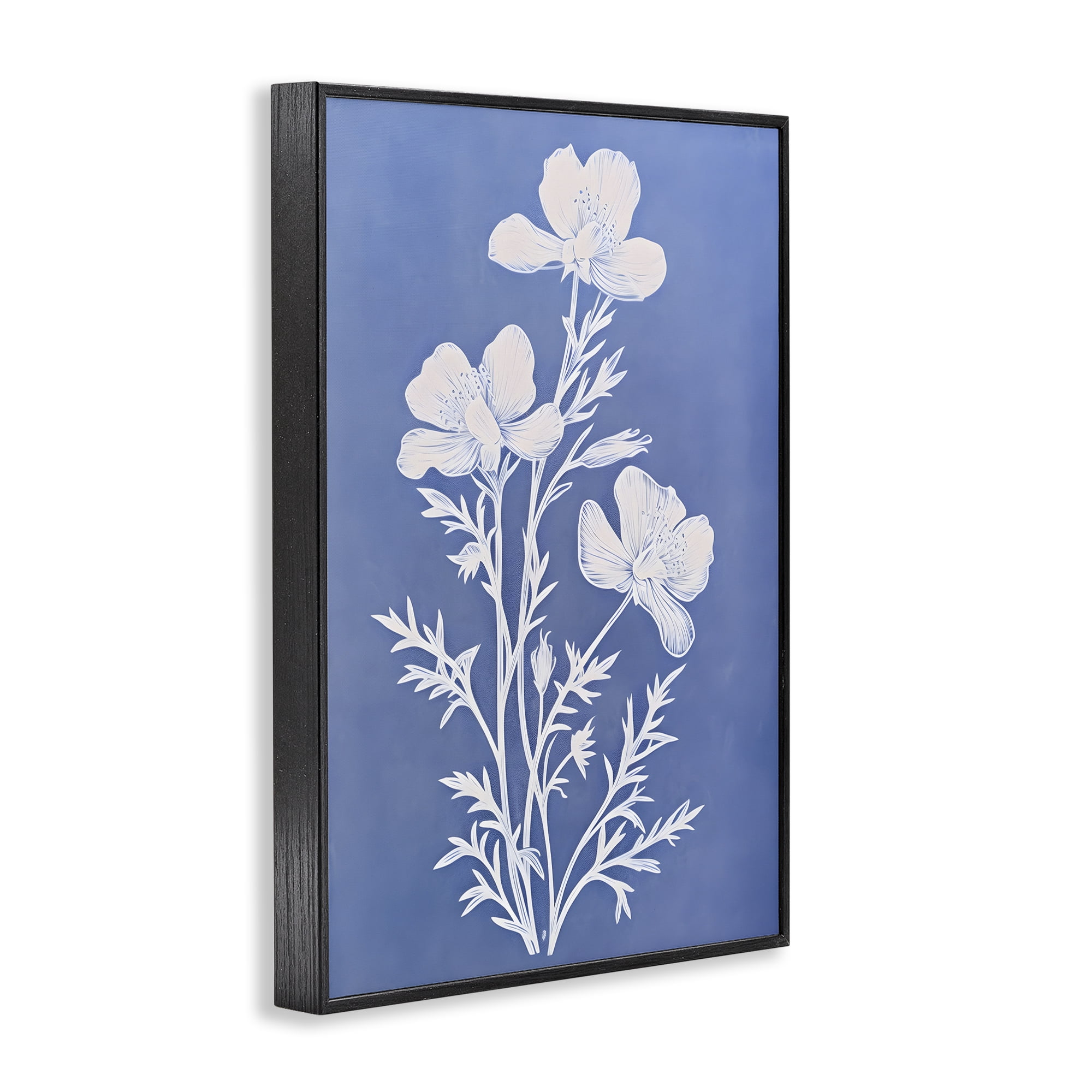 Stupell Industries Cerulean Blue Blooms Botanical & Floral Painting Black Framed Art Print Wall Art, 20 x 30