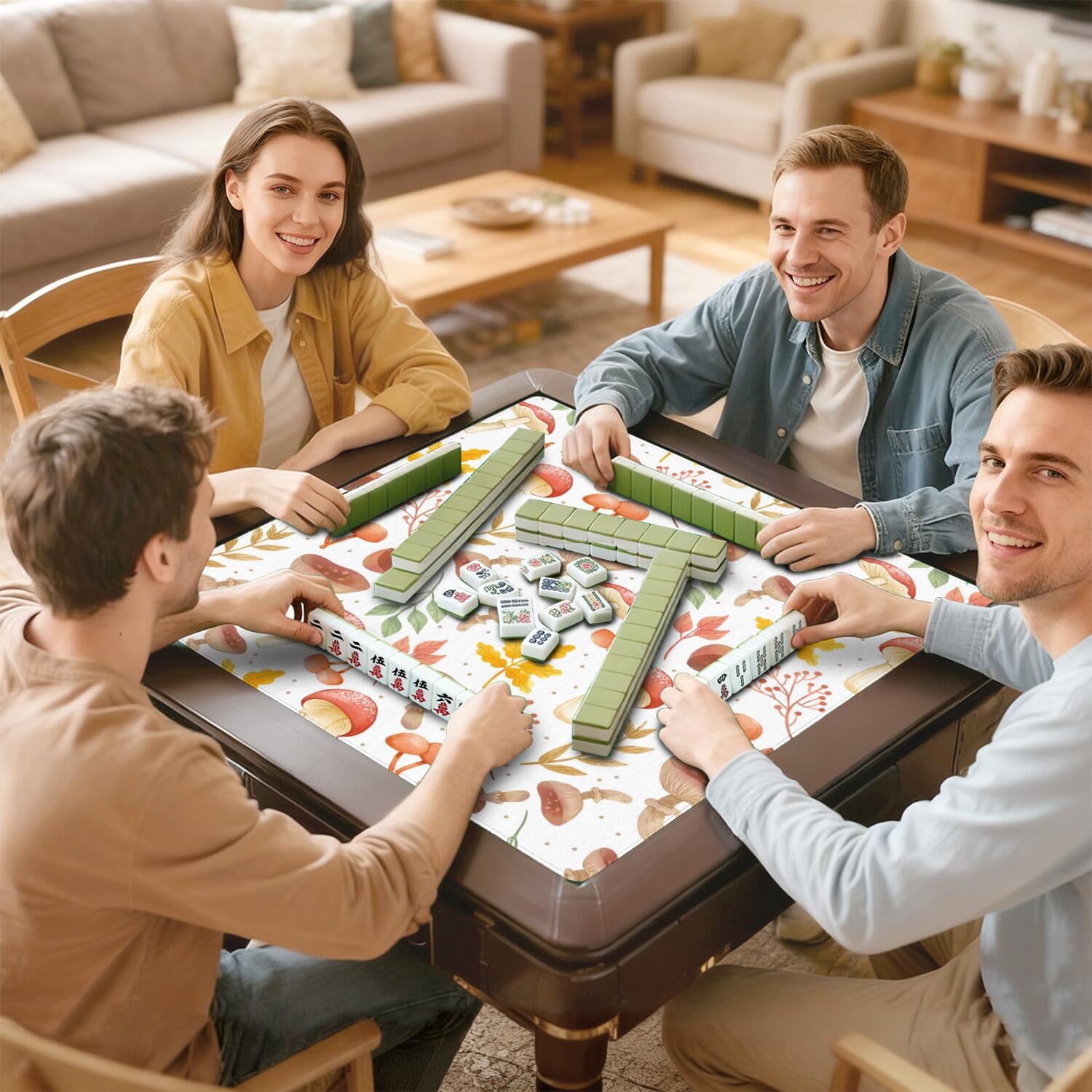 31.5 Inch Plants Inspired Game Surface Constructed from Durable Rubber Featuring Anti-Slip Grip Backing and Noise Dampening for Tiles Board Games