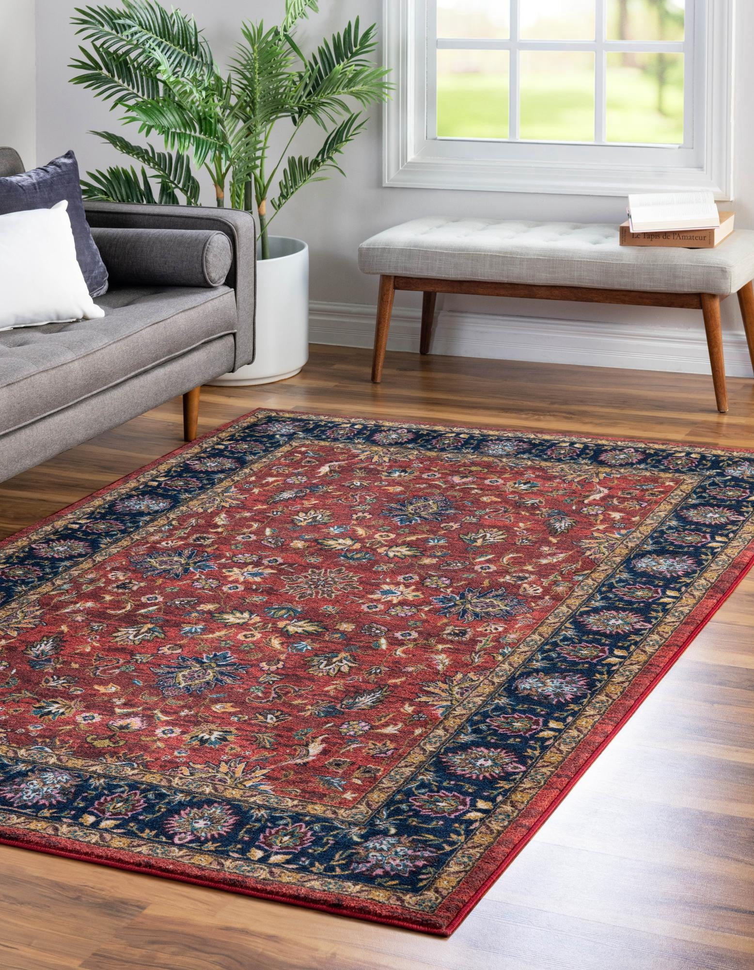 Rugs.com Medina Collection Rug – 8' x 10' Classic Red Medium Rug Perfect For Living Rooms, Large Dining Rooms, Open Floorplans