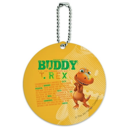 Dinosaur Train Buddy T-Rex Stats Round Luggage ID Tag Card Suitcase Carry-On