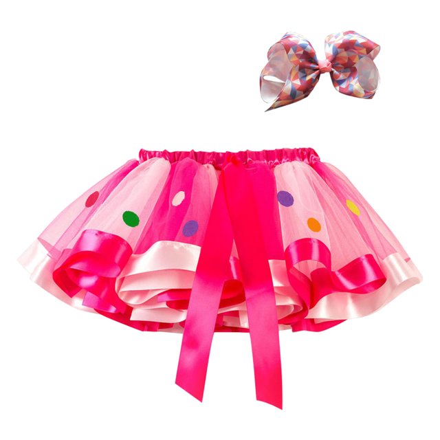 Yuyuzo Jupe Superposée Jupes Mini en Tulle pour Filles Robe de Danse Princesse Robes Colorées à Volants avec Bandeau à Nœud