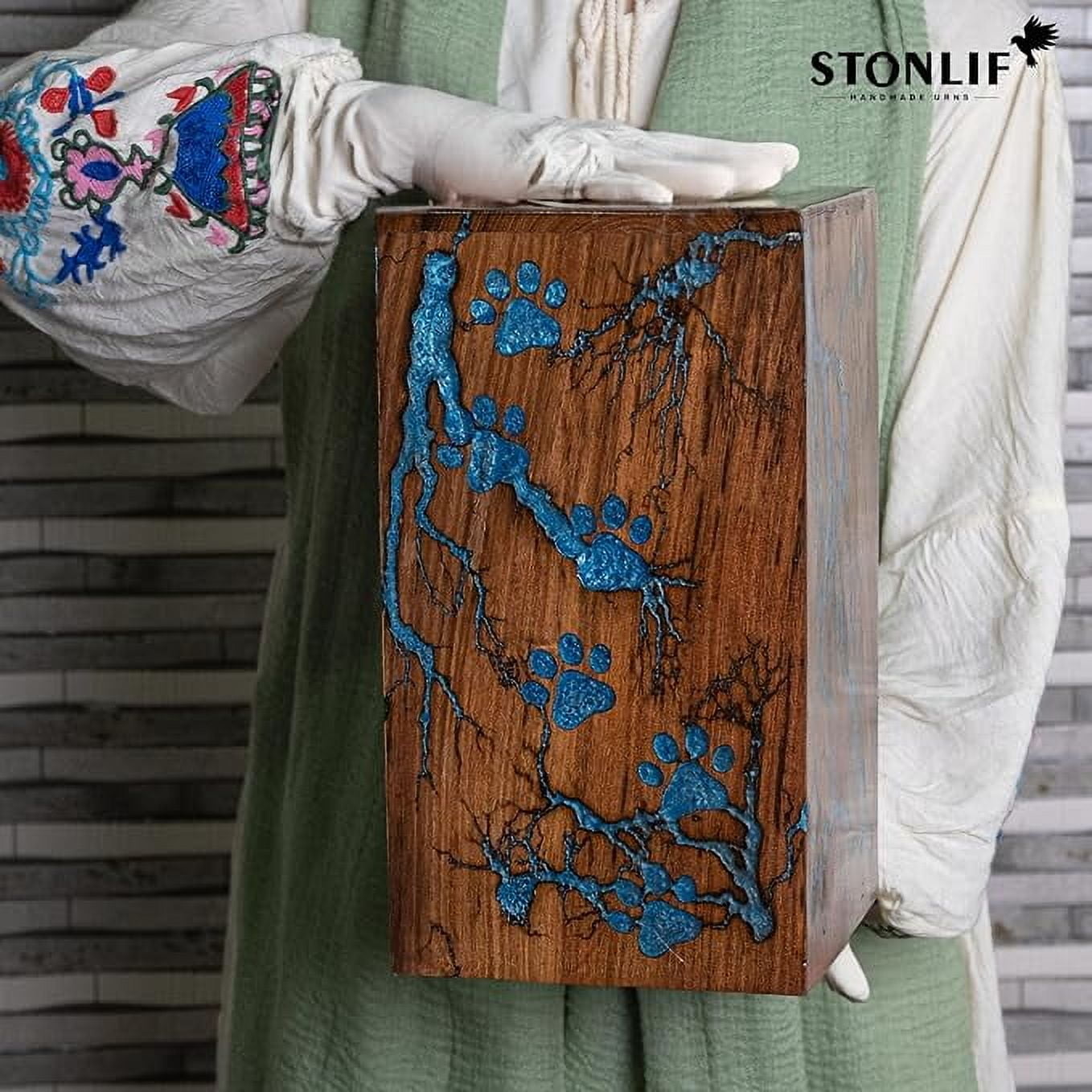 STONLIF Rose Wood and Epoxy Resin Urns for Pet Ashes - Cat, Dog Urns for Ashes - Pet Cremation Memorial Box for Funeral Remains - Urns for Dog, Cat Ashes (Large (250 Cu/in))