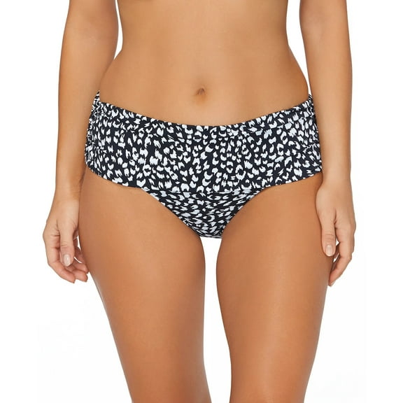 Island Escape BLACK/WHITE Animal Kingdom Tahiti Printed Bikini Bottoms, US 6