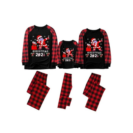 

Peyakidsaa Family Matching Christmas Pajamas Sets Long Sleeve Santa Print Sleepsuit Nightwear