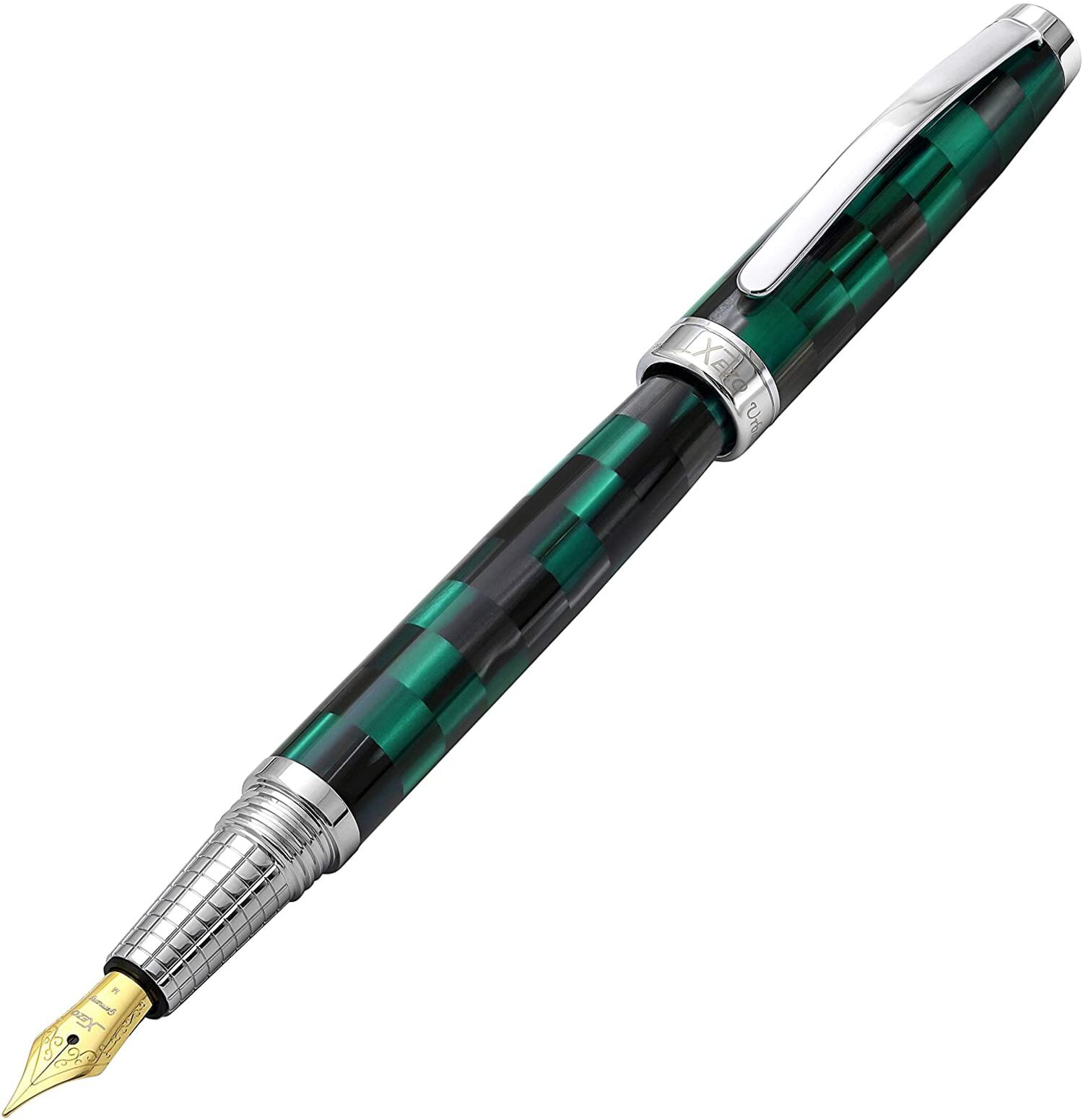 Xezo Urbanite II Acrylic  Brass Fountain Pen (Medium Nib) - Ocean Teal
