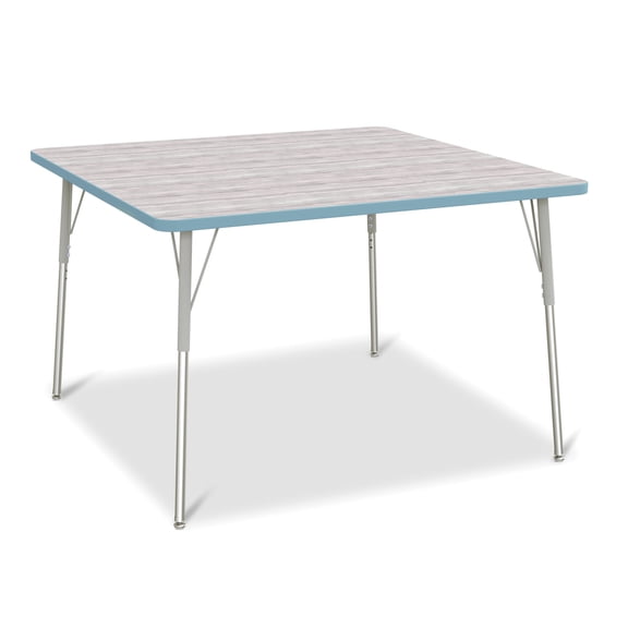 Berries Square Activity Table - 48 inch X 48 inch, A-height - Driftwood Gray/Key Lime/Gray