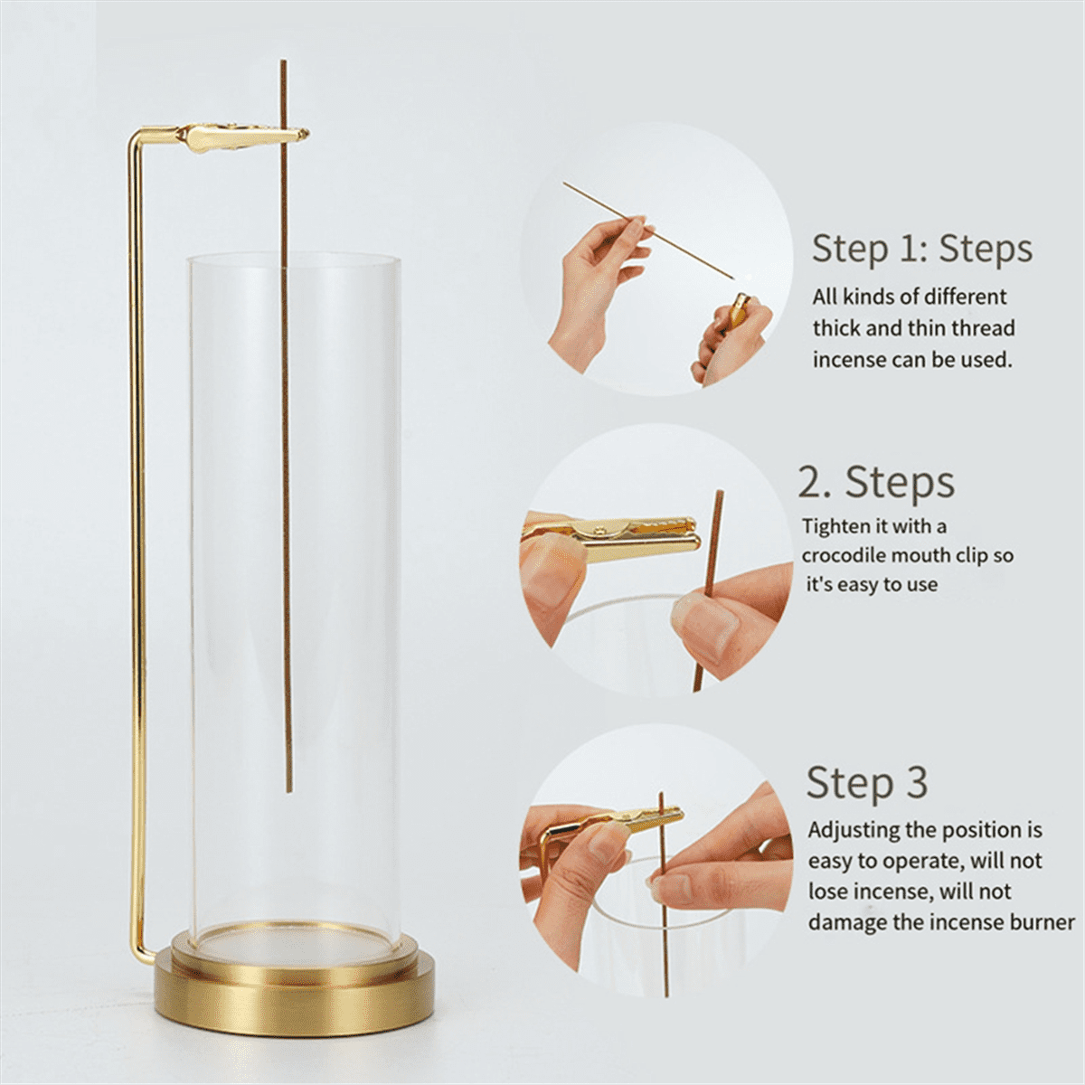 Insence-Stick Holder [Anti-Ash Flying], Modern Incense Burner Holder with Removable Glass Ash Catcher, for Home Decor A