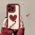 thumbnail image 4 of Love Heart Wine Red Graffiti Silicone Shockproof Raised Frame Case Compatible with iPhone Case (iPhone 12 Pro), 4 of 6