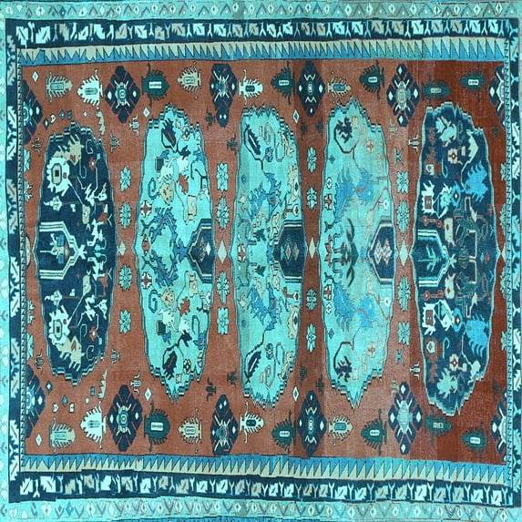 Ahgly Company Indoor Square Persian Light Blue Traditional Area Rugs, 4' Square