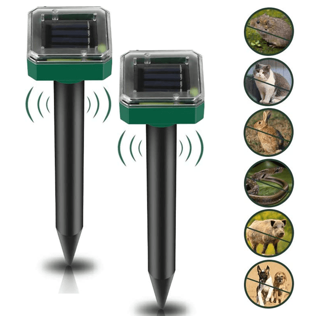 Ahuyentador solar de topos ultrasónico solar antitopos, control de topos, ahuyentador de topos, control de plagas con IP56 para el jardín Adepaton 2033455-1