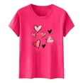 thumbnail image 3 of Camiseta de Manga Corta de Cuello Redondo con Patrones de Corazón de Moda de Primavera de las Mujeres Vintage Clásico Top de Humor para Diario, Fiesta, Primavera Y Verano, 3 of 5