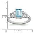 thumbnail image 3 of Sterling Silver Rhodium Plated Diamond & Light Swiss Blue Topaz Ring, 3 of 5
