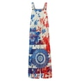 thumbnail image 5 of Iaqnaocc 4th Of July Outfits for Women Patriotic American Flag Floral Print Sleeveless Wide Leg Jumpsuits for Women Summer Adjustable Strap Loose Fit Flag Jumpsuits Rompers Sky Blue 5XL, 5 of 6