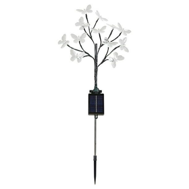Lámpara solar con 12 luces LED con enchufe de tierra, diseño de libélulas, ideal para patio, decoración de fiestas y festividades al aire libre.