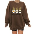 thumbnail image 1 of Hauts pour Femmes Mode Imprimé Ample Blouse à Manches Longues Col Rond Décontracté Tendance Respirant Chandail à Enfiler Grande Taille (Grand, CoffeeA6), 1 of 4