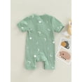 thumbnail image 4 of Franhais Infant Baby Summer Jumpsuit, Knit Ribbed Cartoon Moon Prints Romper Short Sleeve O-neck One-Piece Clothes, 4 of 8