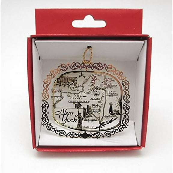 New York State Brass Christmas ORNAMENT Souvenir Gift